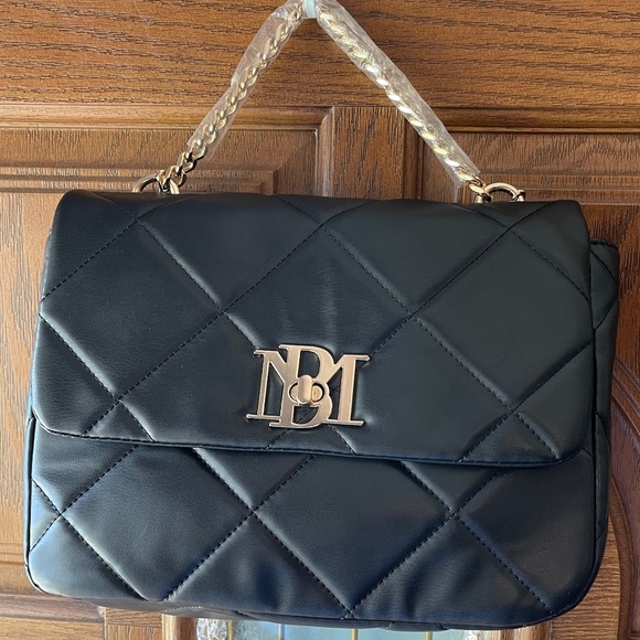 Badgley Mischka Large Quilted Vegan Leather Crossbody w/ 2 Straps - Black - NWT - Picture 1 of 9